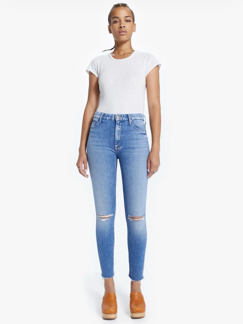MOTHER The Looker High Waisted Ankle Fray Jeans "Spice It Up" Wash 30 EUC